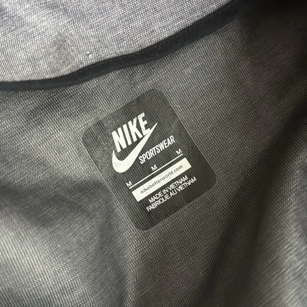 NIKE Womens NSW Chambray 3L Jacket Gray Full Zip Front Pockets Windbreaker M